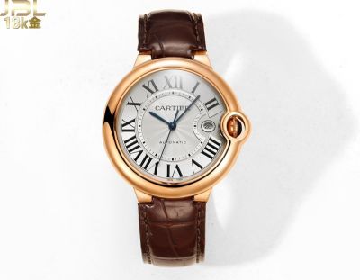 Cartier Ballon Bleu De 42MM Crocodile Leather 18K Strap White Watch
